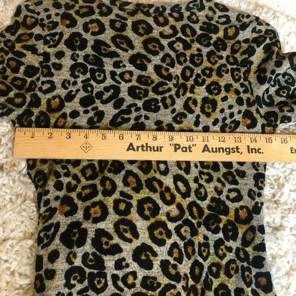 Jun & Ivy Made in USA Sz L Leopard Print LS Midi Dress Chic - Picture 6 of 8